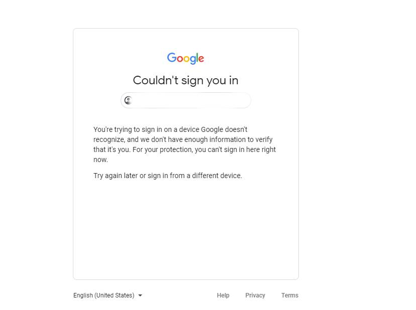 you are trying to sign in on a device google doesn't recognize error